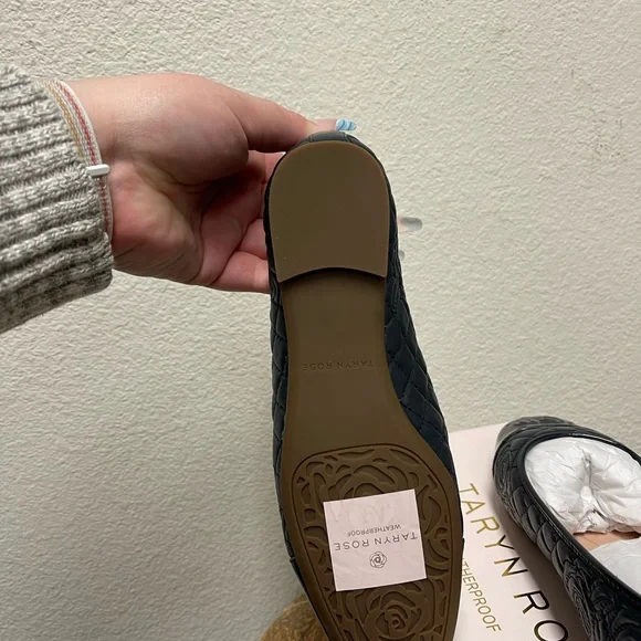 Taryn Rose Quilted Leather Ballet Flats - Reese in Midnight - Picture 7 of 9